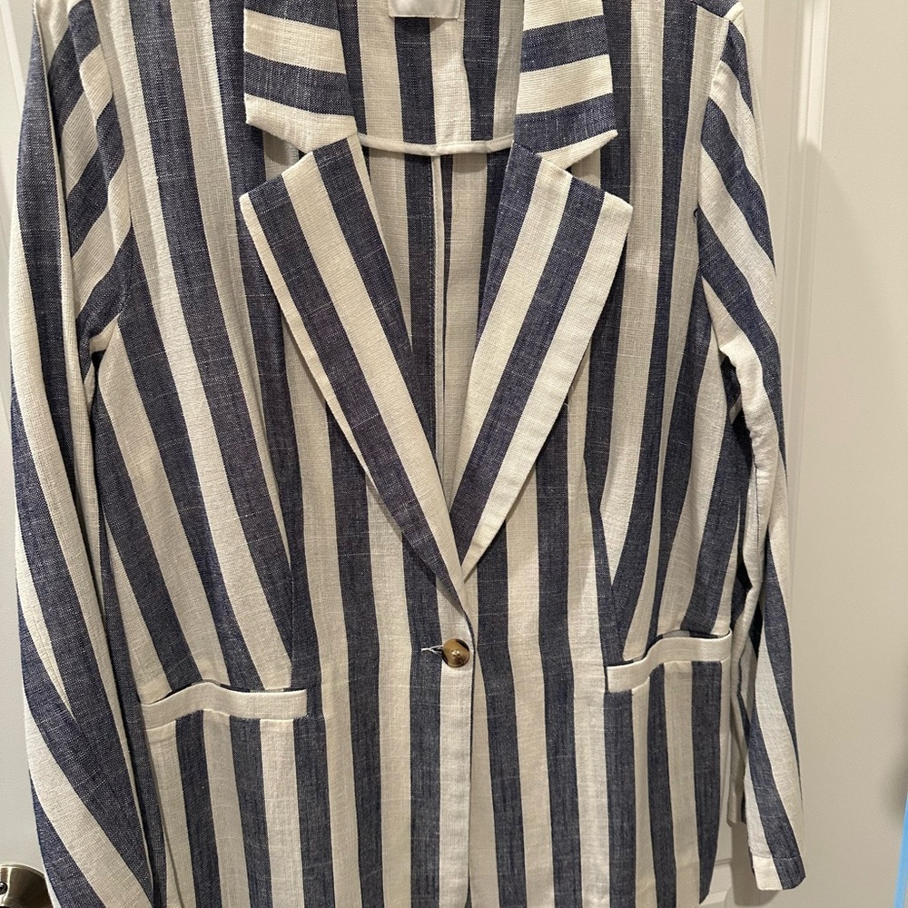 Sugarlips Striped Blazer in Navy and Cream